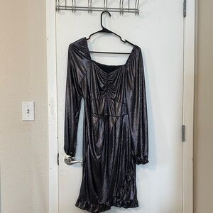 SHEIN Shimmering Black Long Sleeve Dress